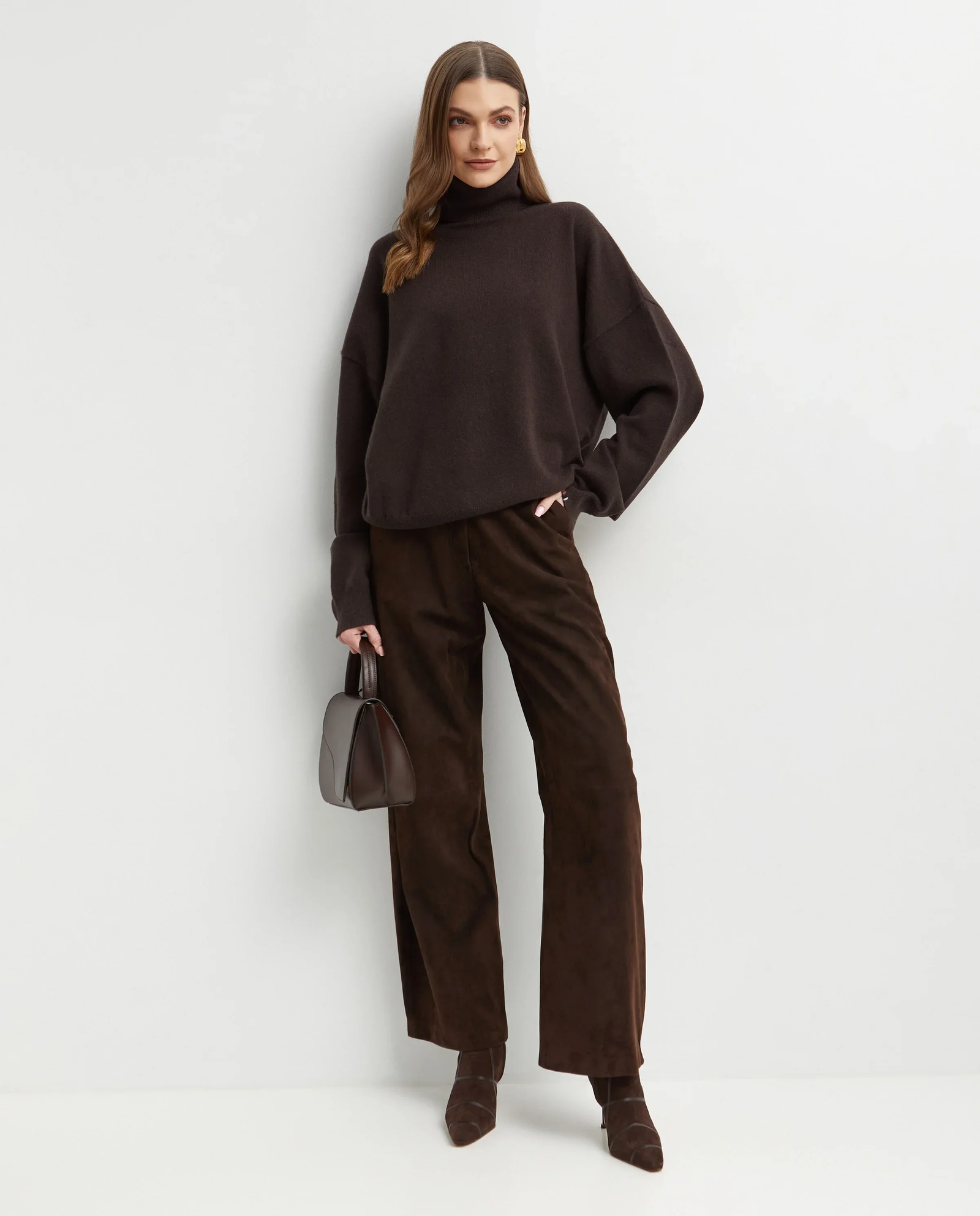 Ciemnobrązowy kaszmirowy golf Jill - Image #2