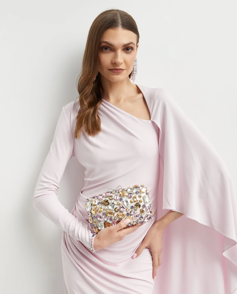 Kremowa kopertówka z kryształkami