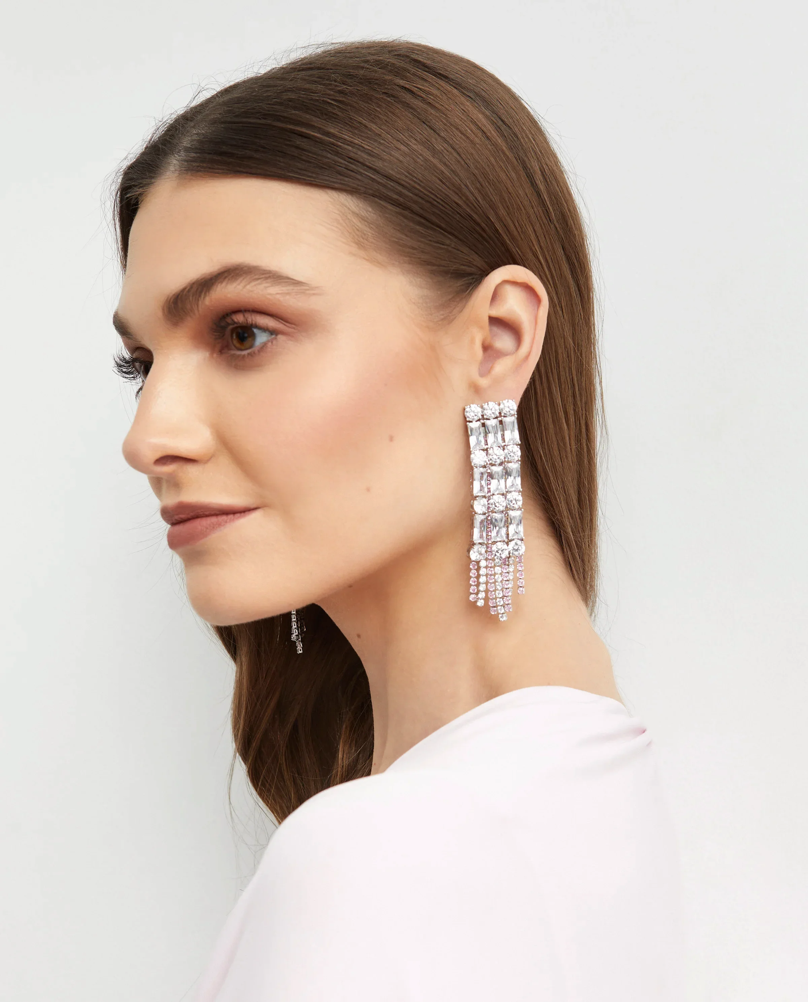 Kryształowe różowe kolczyki - Image #1