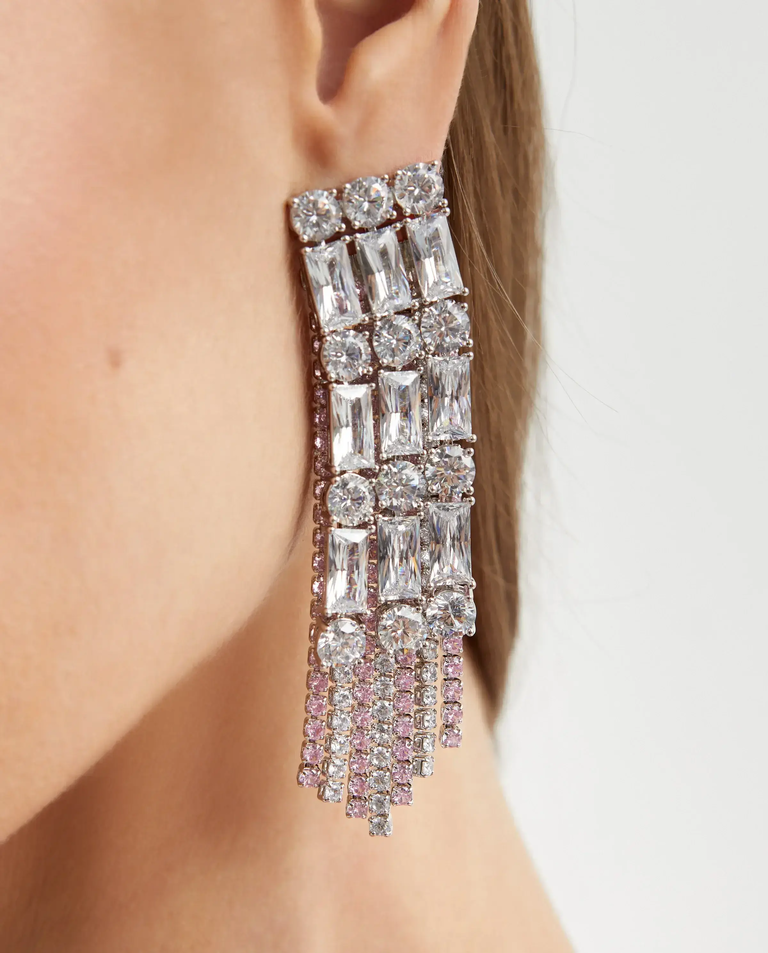 Kryształowe różowe kolczyki - Image #2