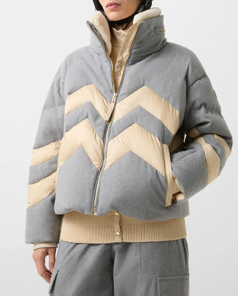 Szaro-kremowa kurtka puchowa Valea