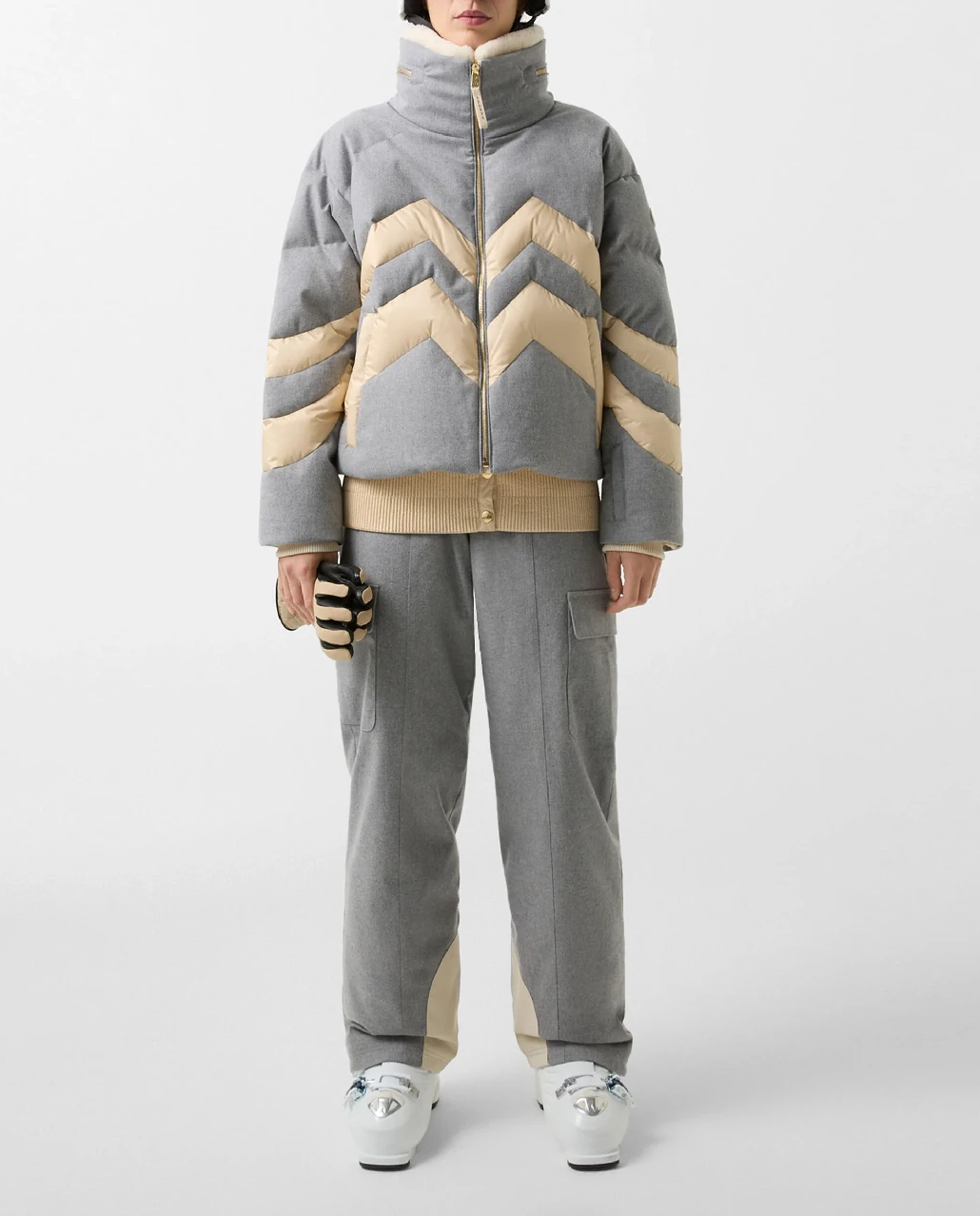 Szaro-kremowa kurtka puchowa Valea - Image #2