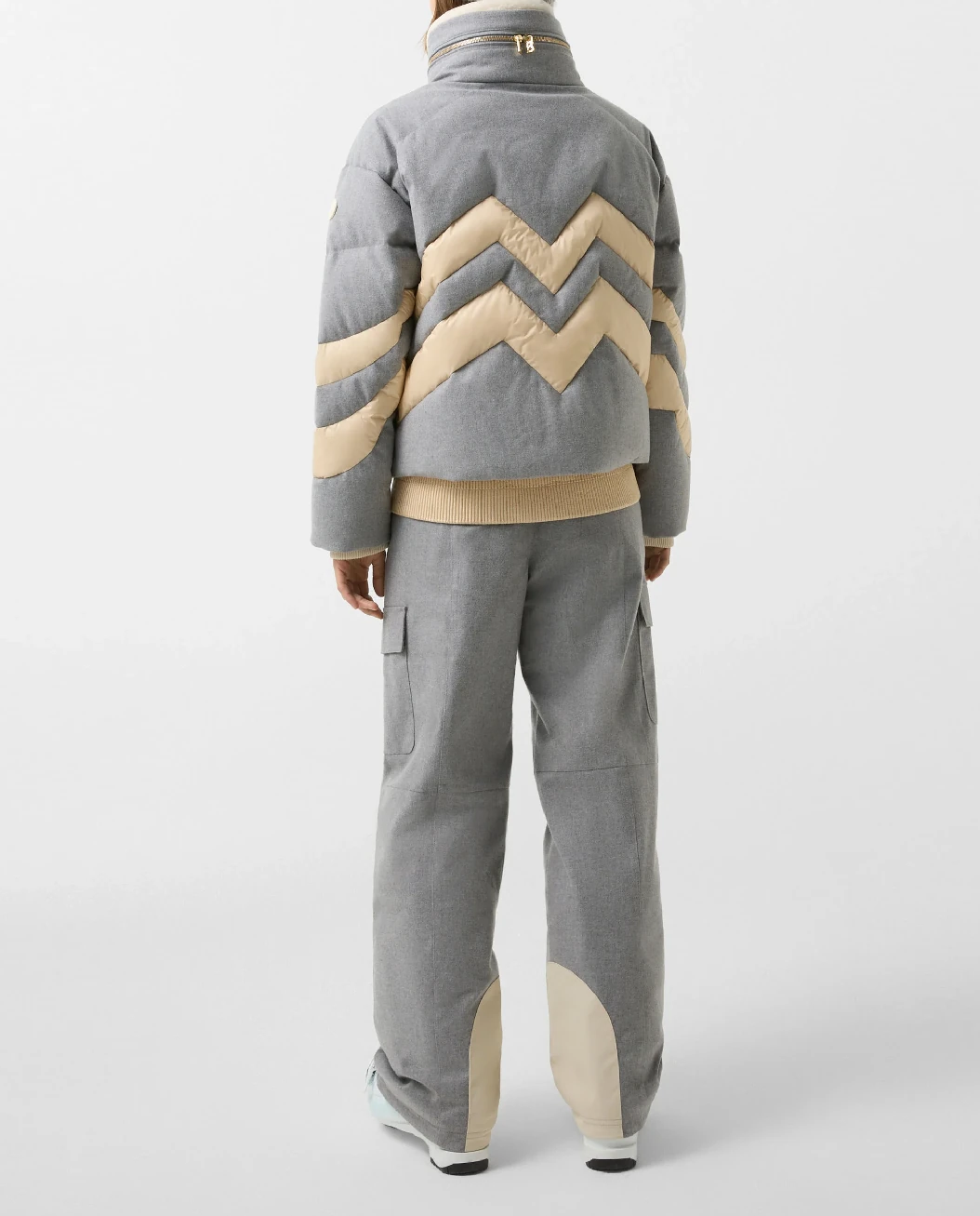 Szaro-kremowa kurtka puchowa Valea - Image #3