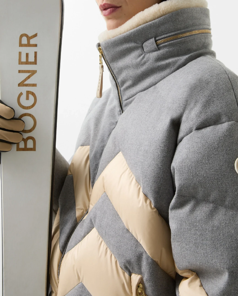 Szaro-kremowa kurtka puchowa Valea - Image #5