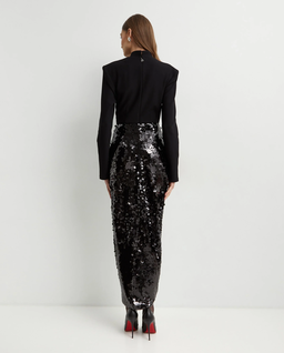 Czarna sukienka midi z cekinami - Image #3