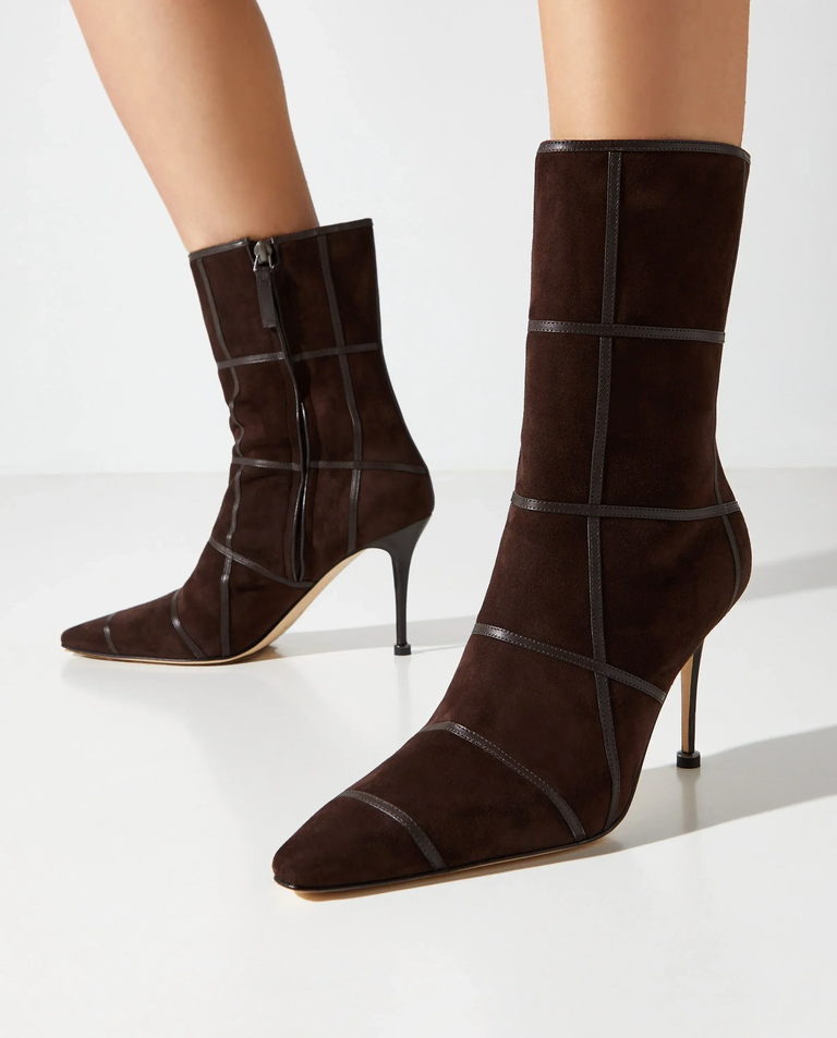 Ciemnobrązowe zamszowe botki Trulonapla 90