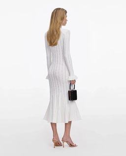 Biała dzianinowa sukienka midi - Image #2
