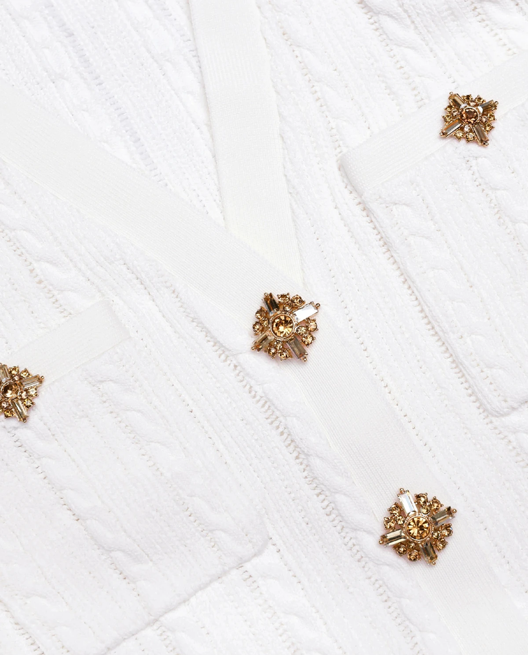 Biała dzianinowa sukienka midi - Image #4