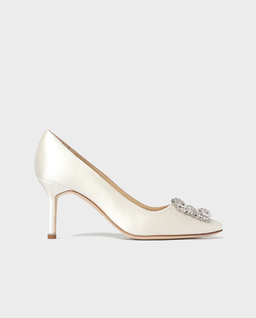 Kremowe satynowe szpilki Hangisi 70 - Image #0