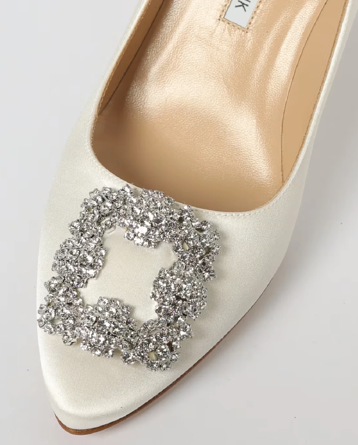 Kremowe satynowe szpilki Hangisi 70 - Image #2