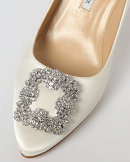 Kremowe satynowe szpilki Hangisi 70 - Image #2