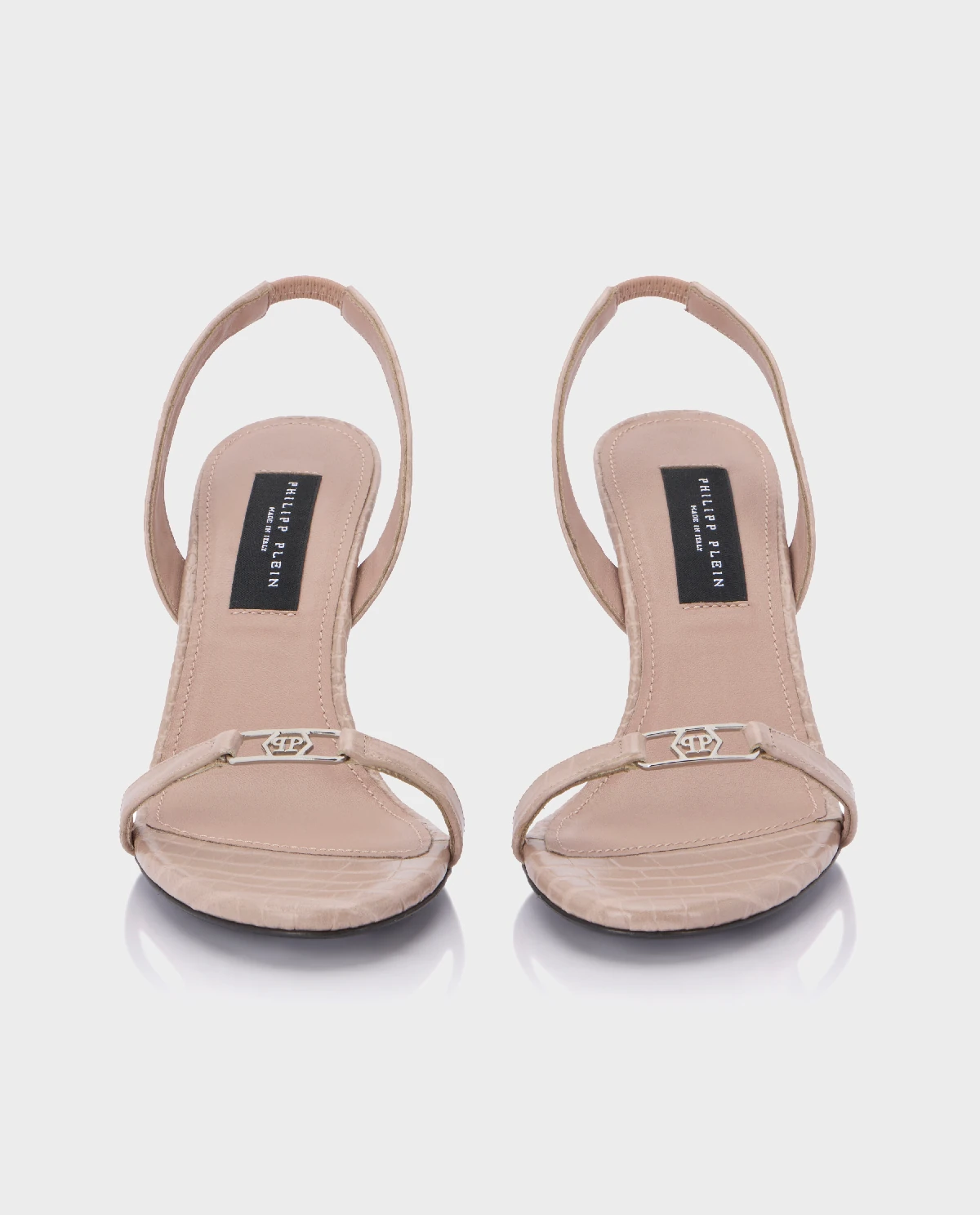 Beżowe sandały na szpilce Hexagon 90 - Image #4