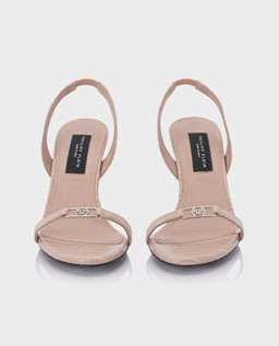 Beżowe sandały na szpilce Hexagon 90 - Image #4