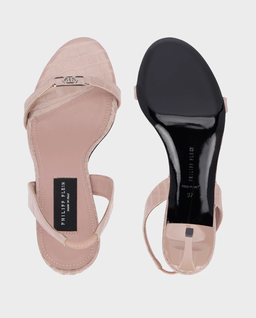 Beżowe sandały na szpilce Hexagon 90 - Image #5