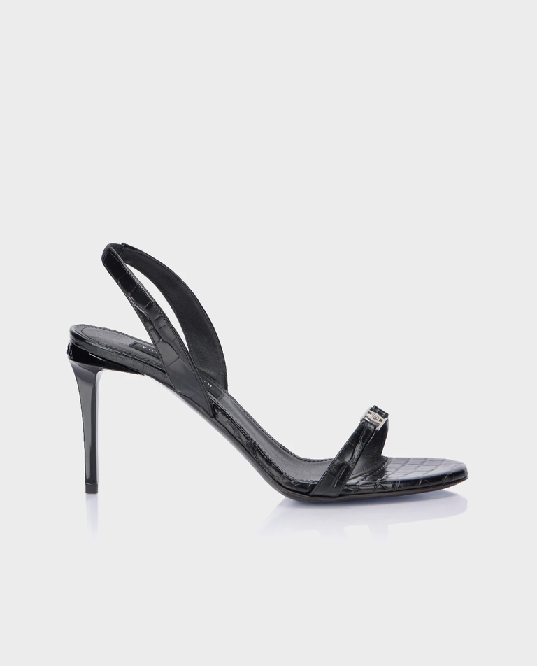 Czarne sandały na szpilce Hexagon 90