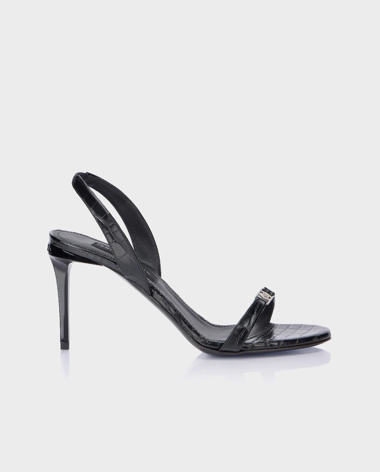 Czarne sandały na szpilce Hexagon 90