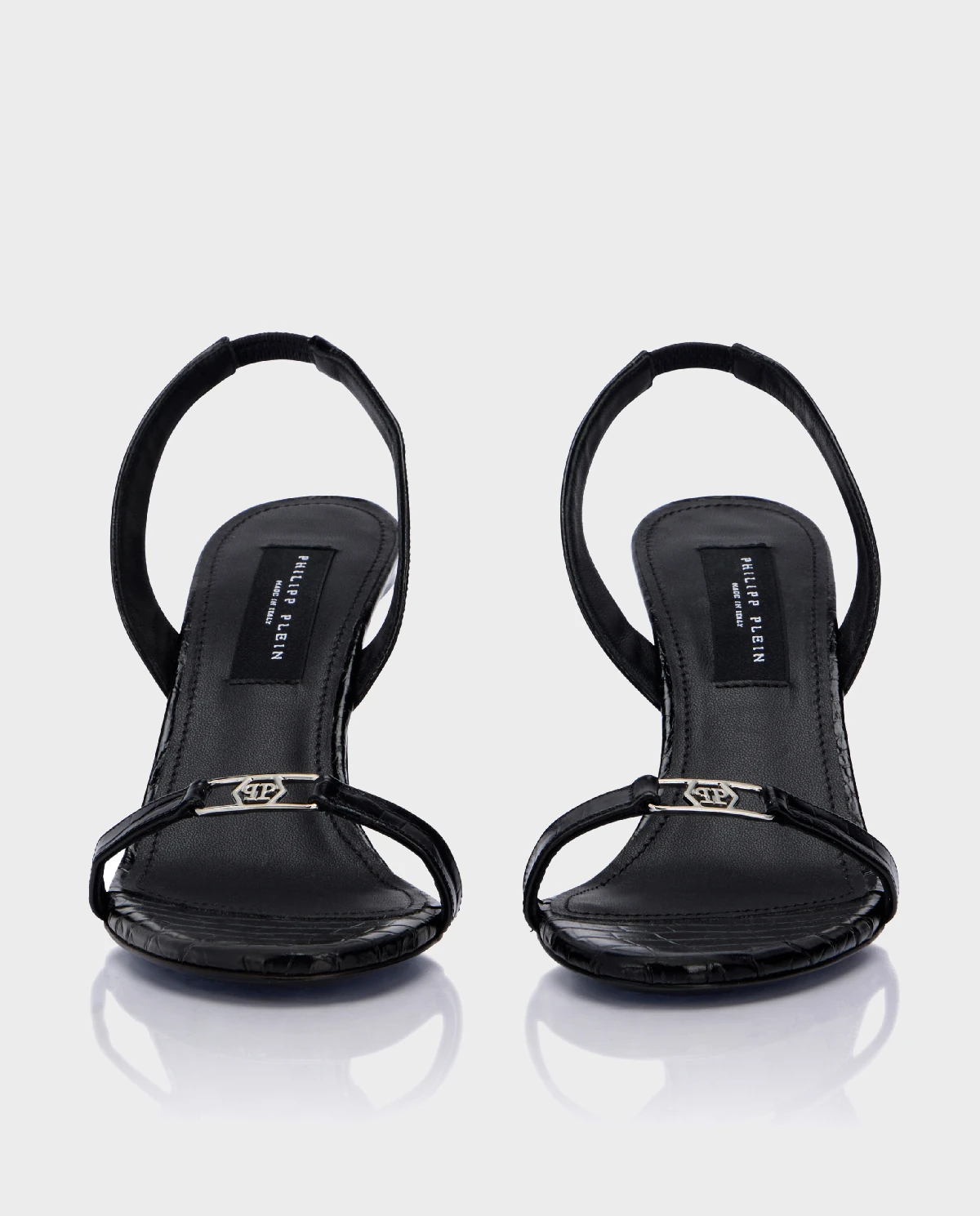 Czarne sandały na szpilce Hexagon 90 - Image #4