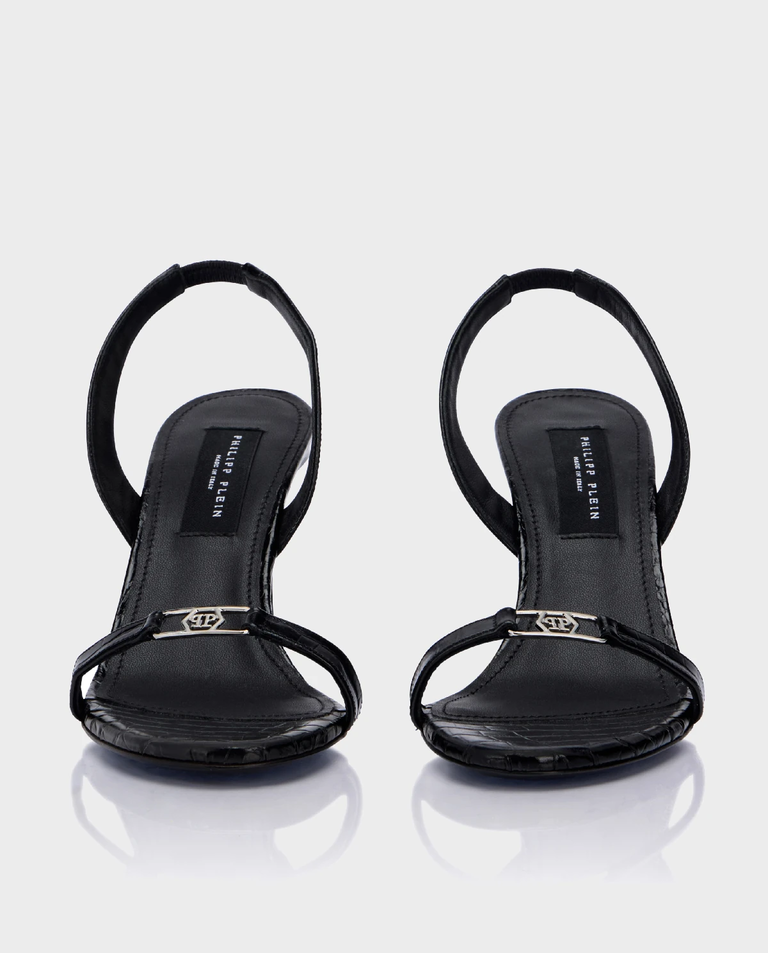 Czarne sandały na szpilce Hexagon 90 - Image #4