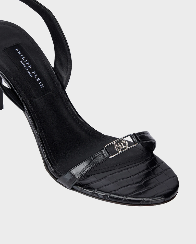 Czarne sandały na szpilce Hexagon 90 - Image #5