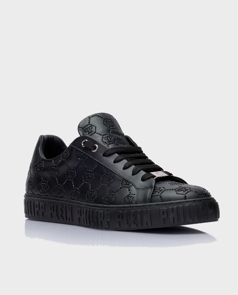Czarne sneakersy Low-Top Carson Monogram Strass