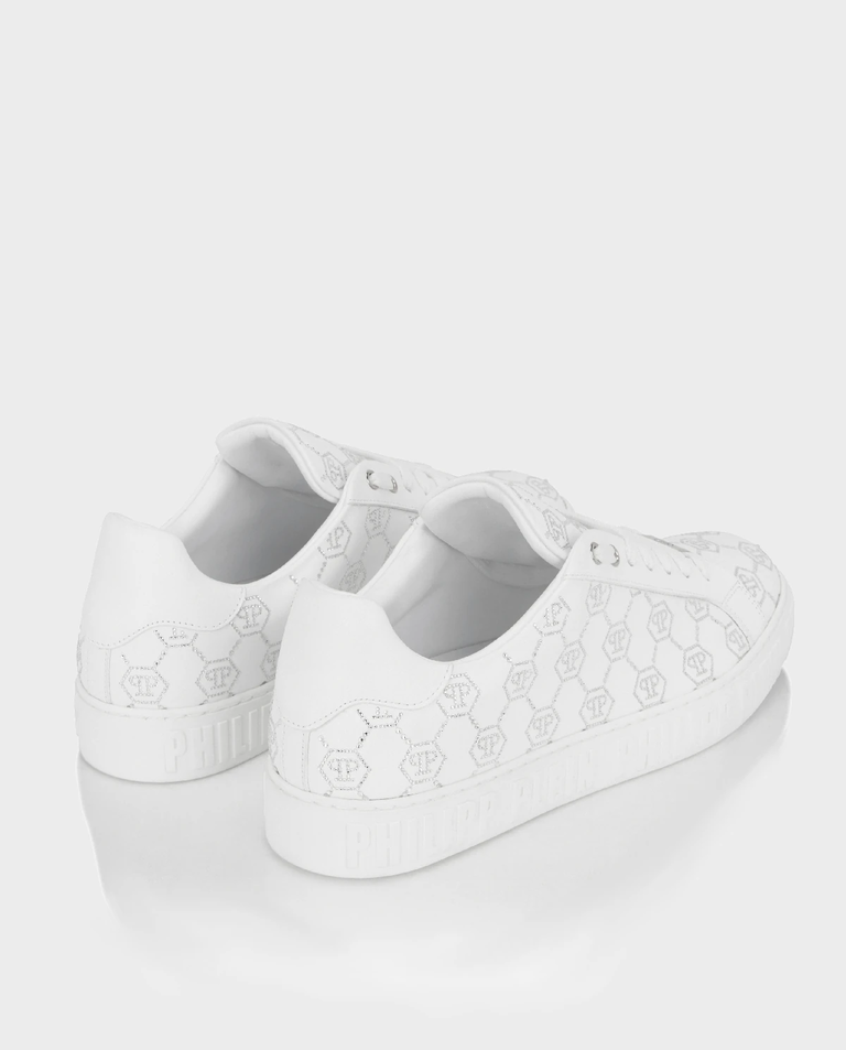 Białe sneakersy Low-Top Carson Monogram Strass - Image #2