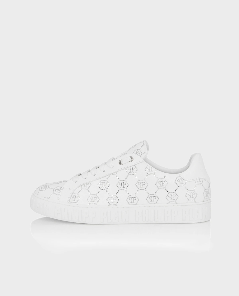 Białe sneakersy Low-Top Carson Monogram Strass - Image #3