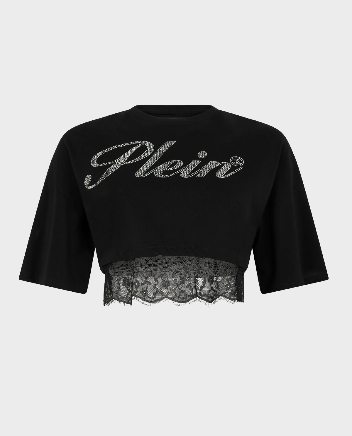 Czarny crop top z koronką - Image #1