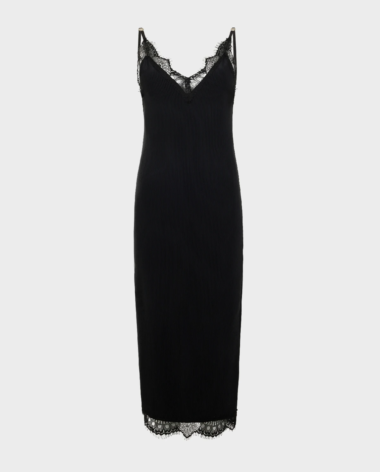 Czarna sukienka midi z koronką