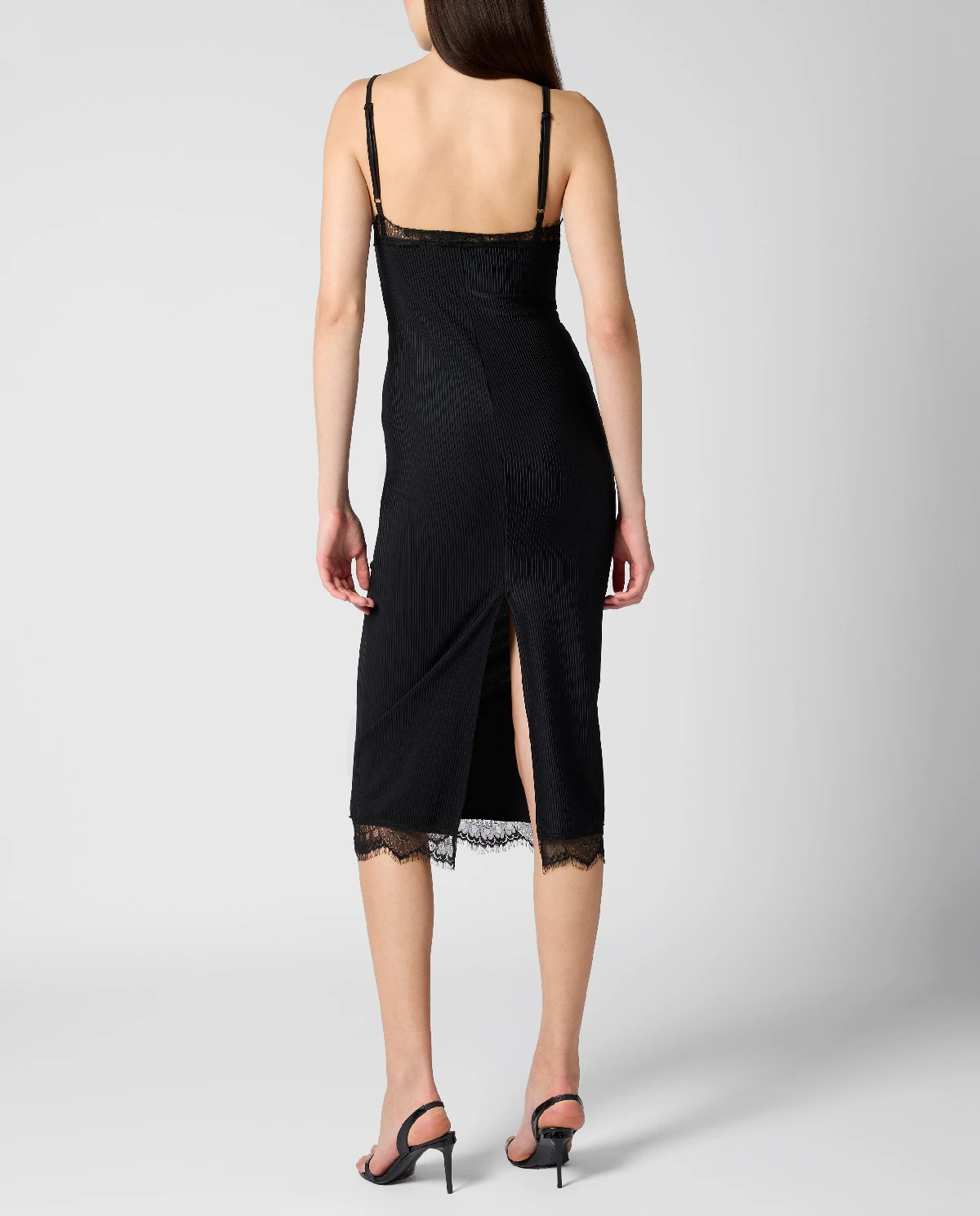 Czarna sukienka midi z koronką - Image #3