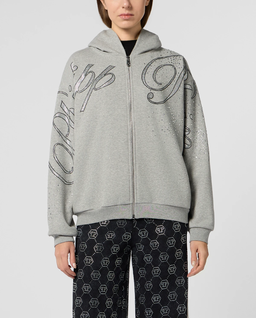 Szara bluza z kapturem Spray Strass - Image #0