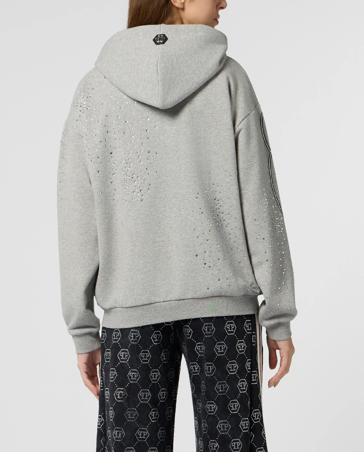 Szara bluza z kapturem Spray Strass - Image #3