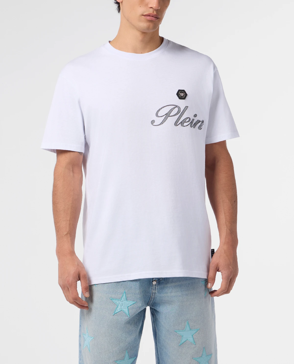 Biały bawełniany t-shirt Signature - Image #0