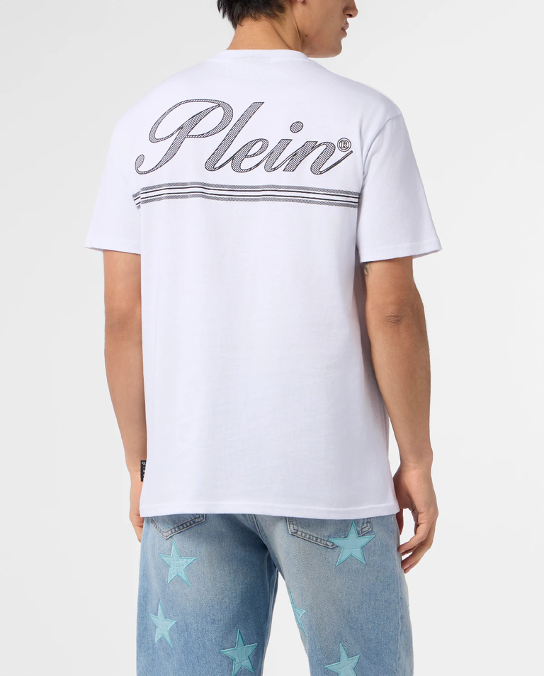 Biały bawełniany t-shirt Signature - Image #3