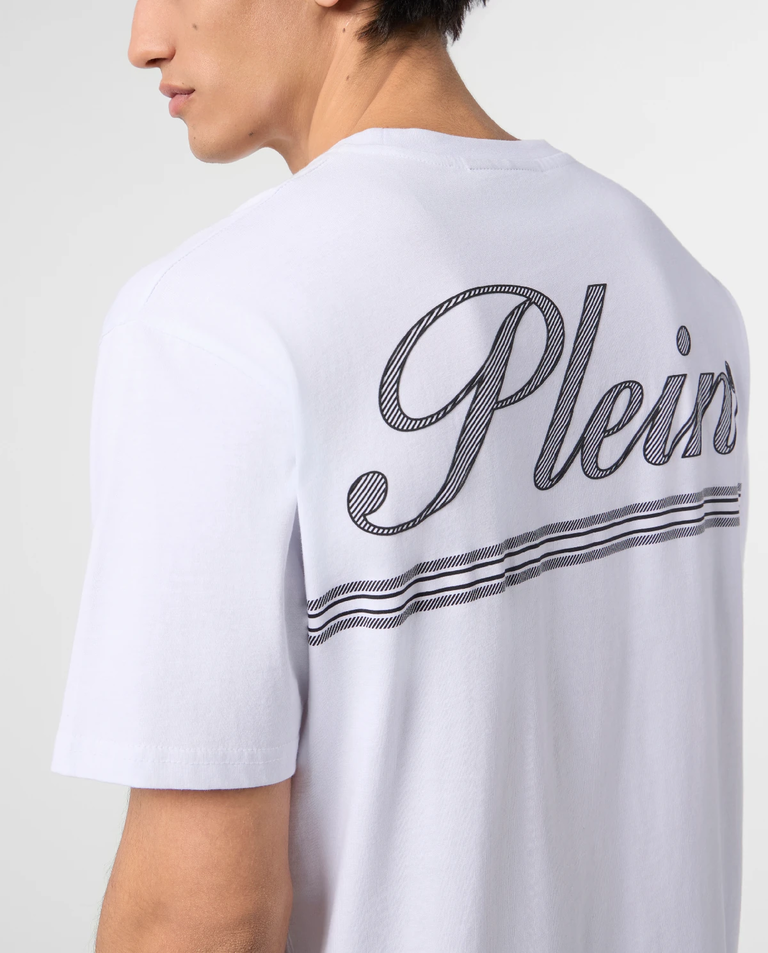 Biały bawełniany t-shirt Signature - Image #4