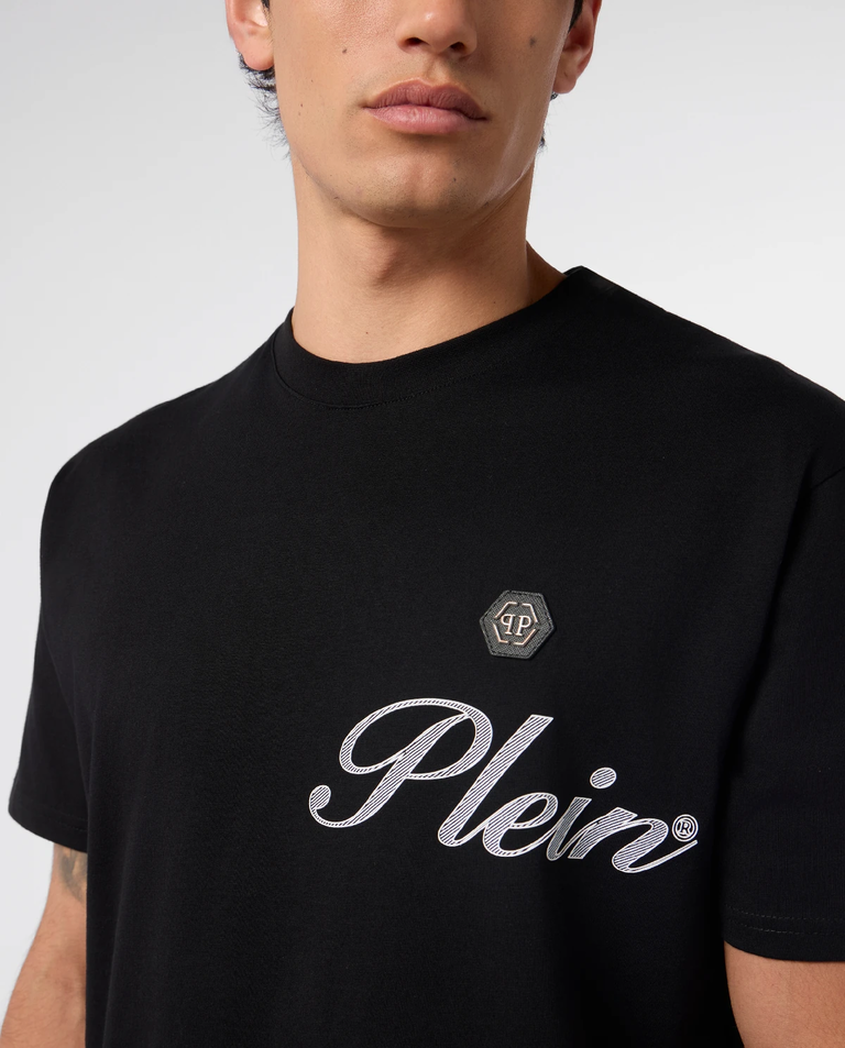 Czarny bawełniany t-shirt Signature - Image #4