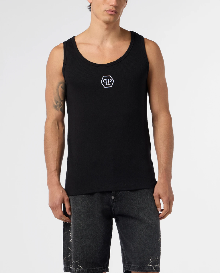 Czarny tank top Hexagon