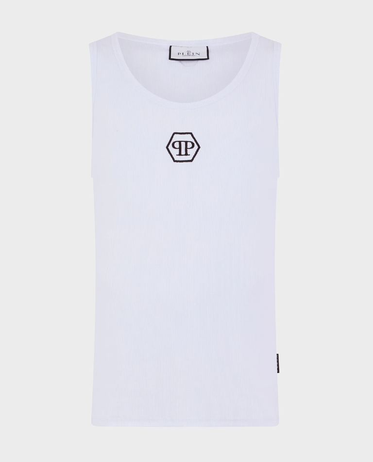 Biały tank top Hexagon