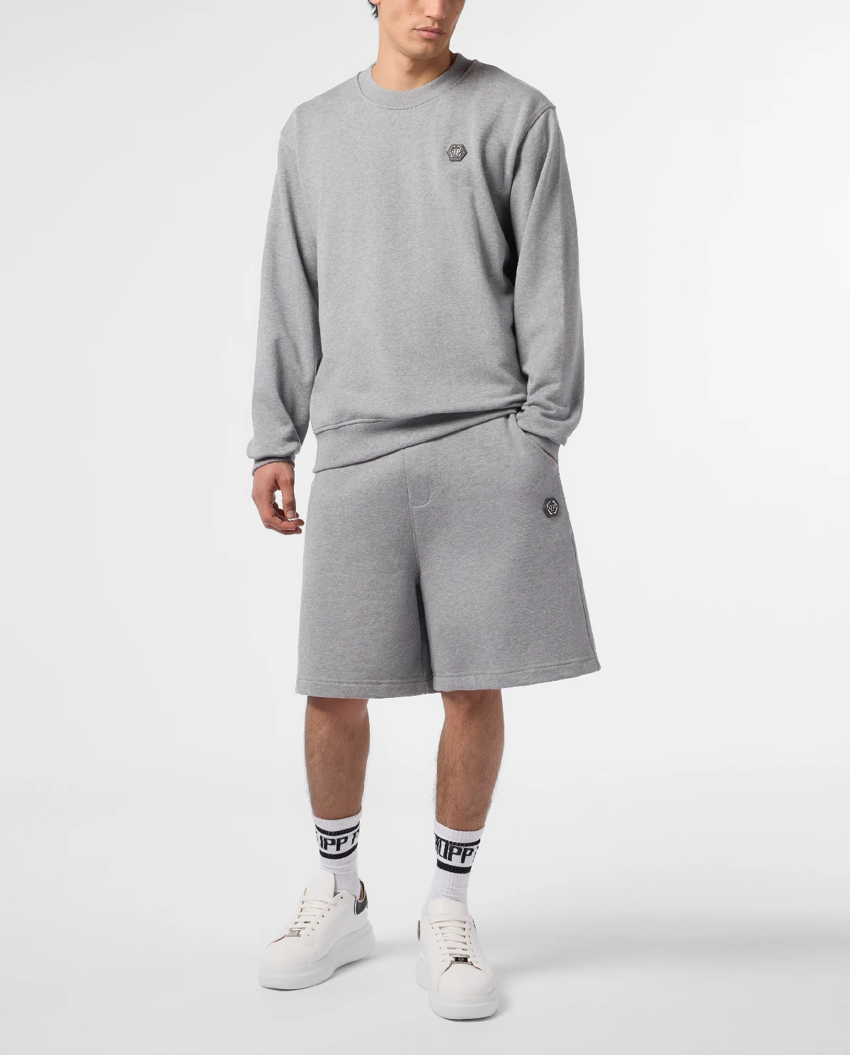 Szara bluza z logo Basic - Image #2