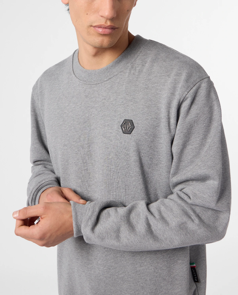 Szara bluza z logo Basic - Image #4