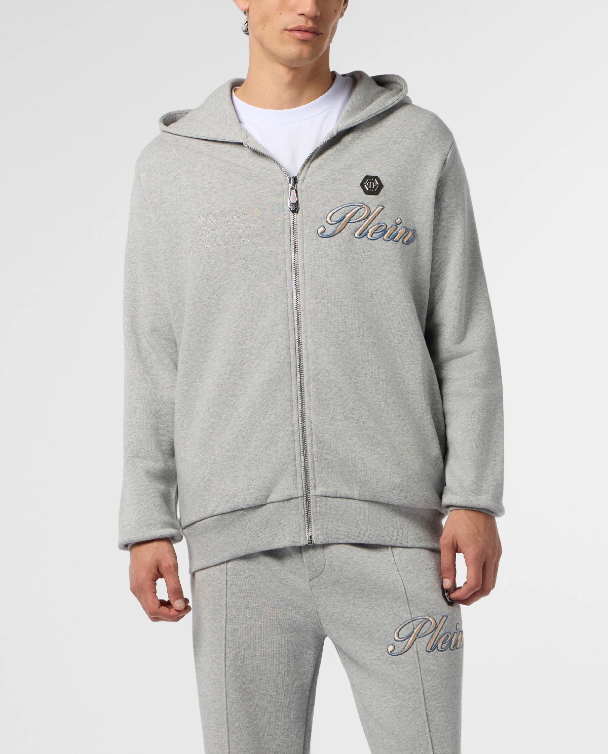 Szara bluza z kapturem Signature - Image #0