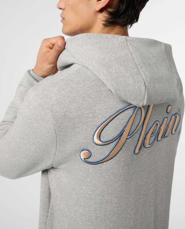 Szara bluza z kapturem Signature - Image #3