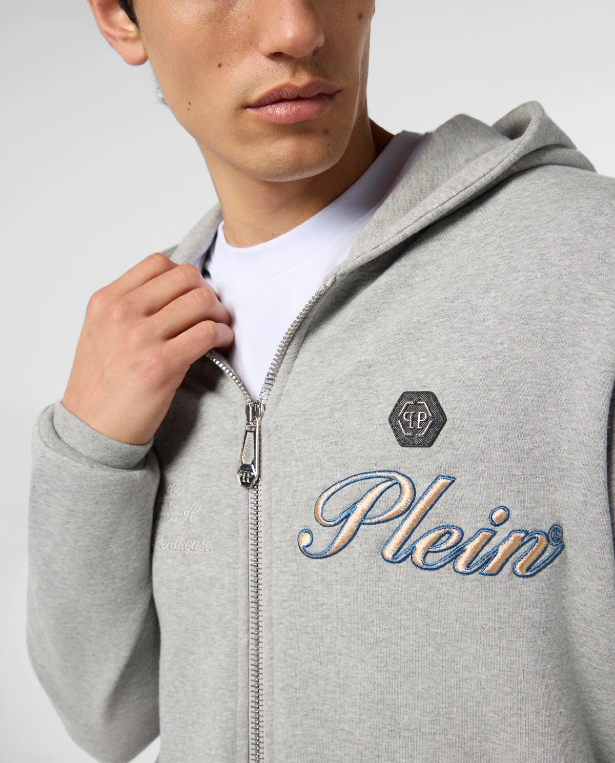 Szara bluza z kapturem Signature - Image #4