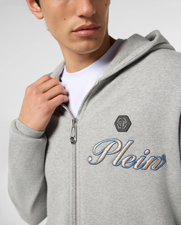 Szara bluza z kapturem Signature - Image #4