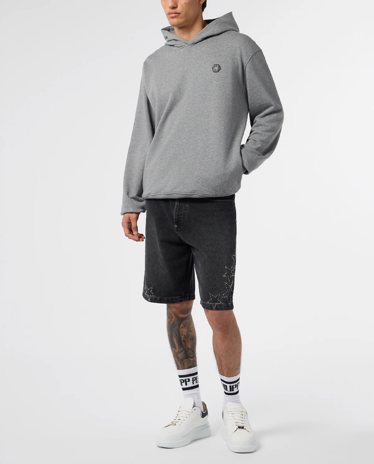 Szara polarowa bluza z kapturem - Image #2