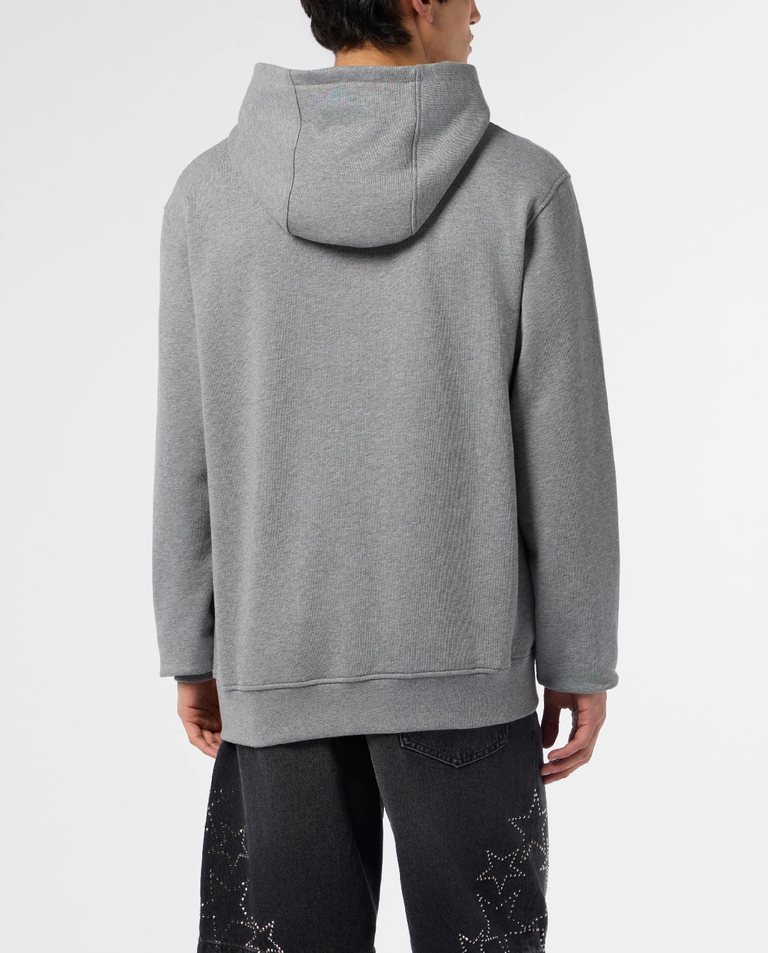 Szara polarowa bluza z kapturem - Image #3