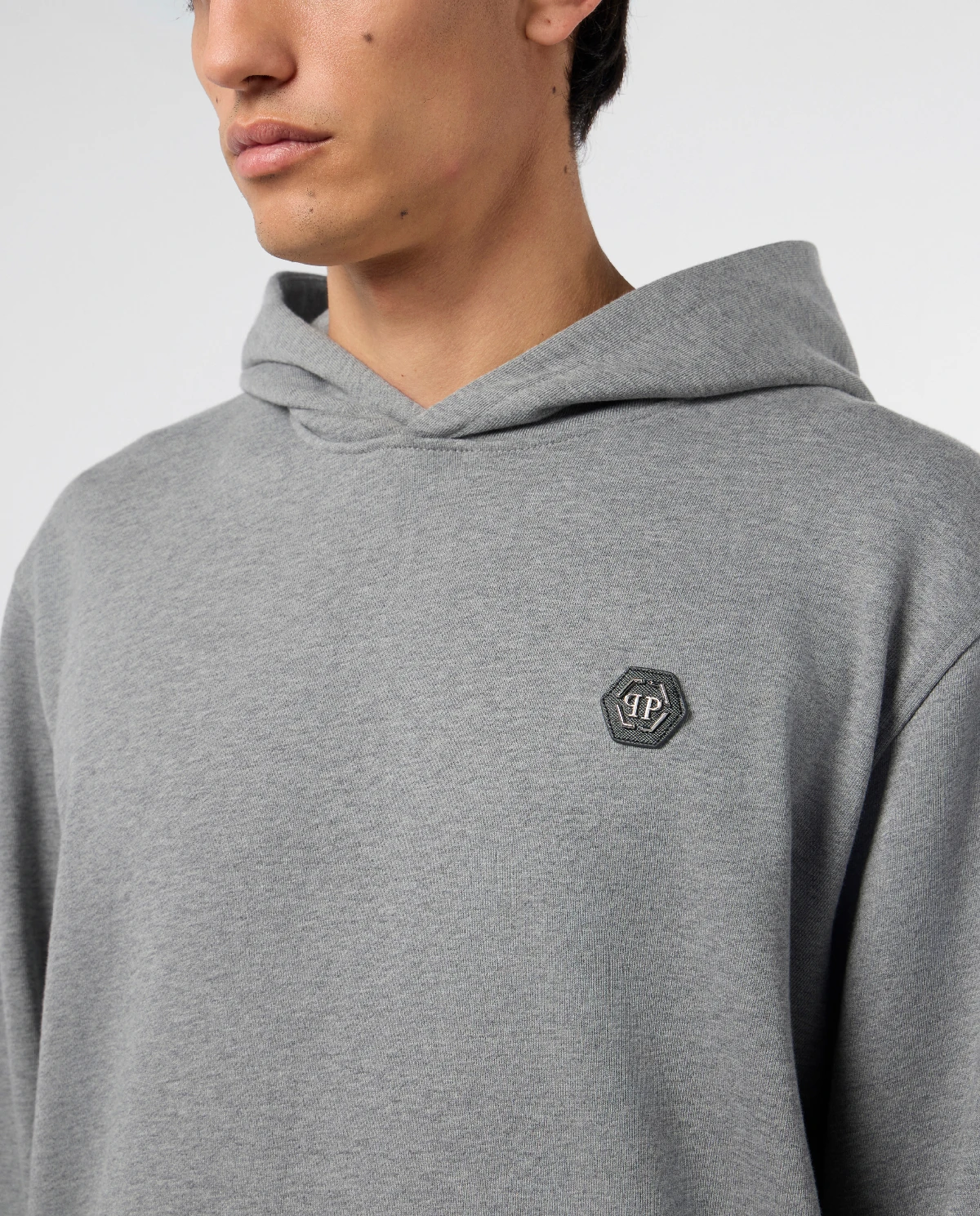 Szara polarowa bluza z kapturem - Image #4