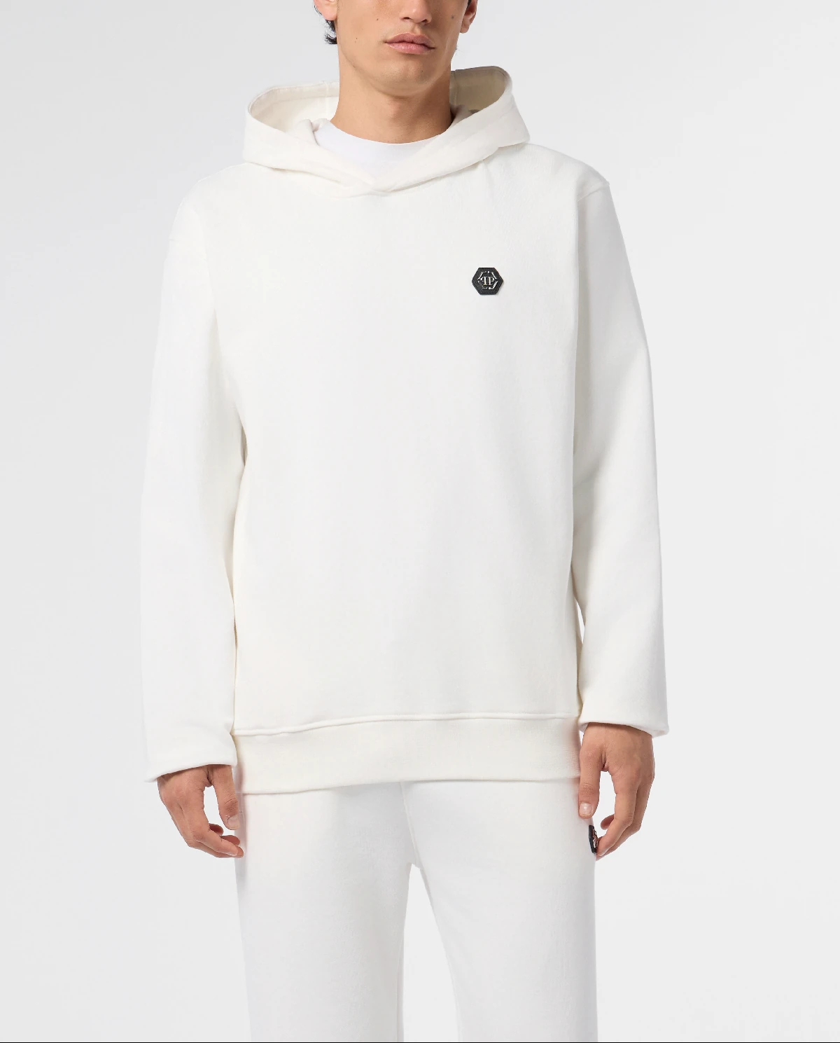 Biała polarowa bluza z kapturem - Image #0