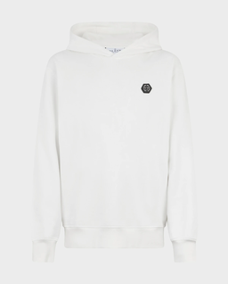 Biała polarowa bluza z kapturem - Image #1