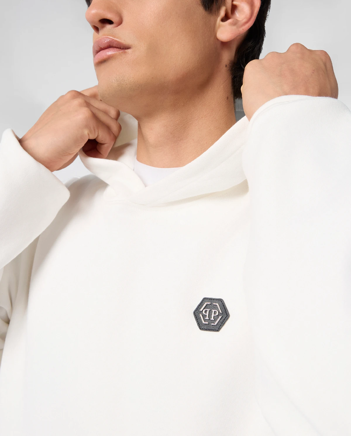 Biała polarowa bluza z kapturem - Image #4