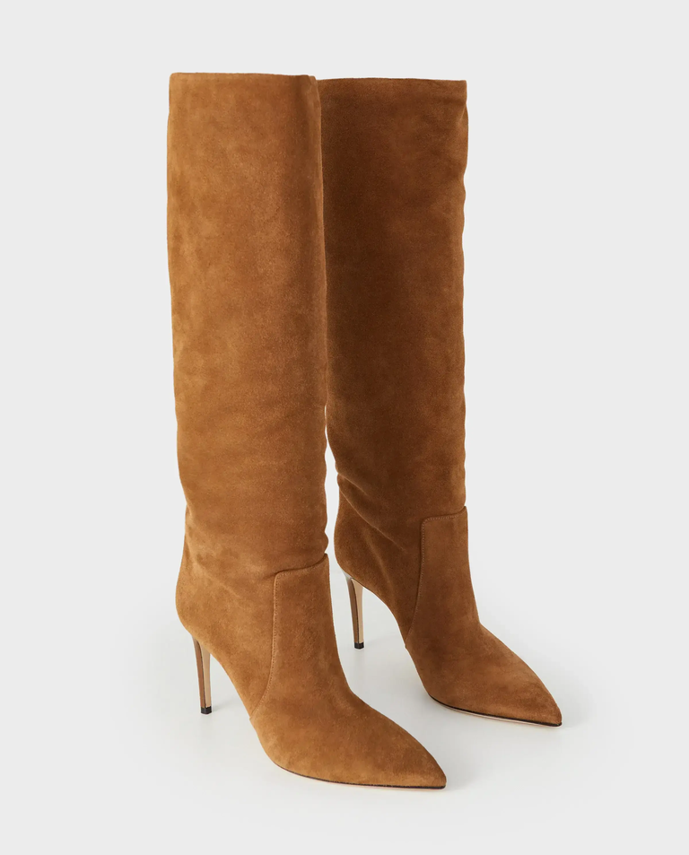 Brązowe zamszowe kozaki Stiletto 85